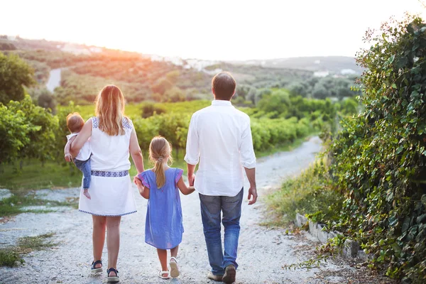 Famiglia all'aperto vista posteriore — Foto Stock