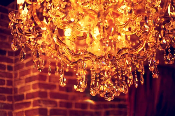 Chrystal Chandelier Close Glamour Background Copy Space — Stock Photo, Image