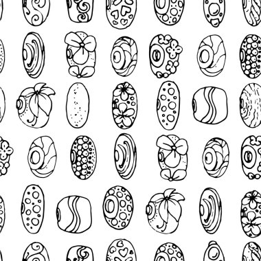 Takılar ve boncuk bilezik için seamless modeli. Sonsuz doku. Siyah ve beyaz.