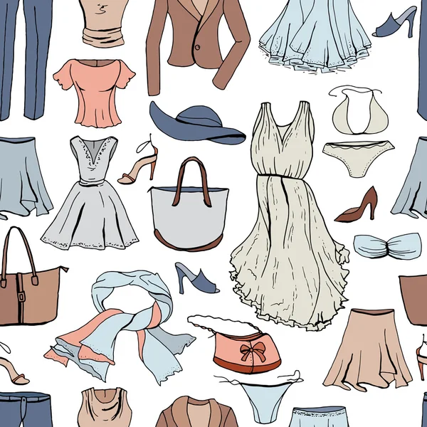Evening woman clothes. Seamless pattern,color. — ストックベクタ