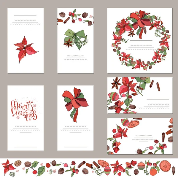 Collection de cartes de visite de Noël et modèles de voeux pour la conception festive . — Image vectorielle