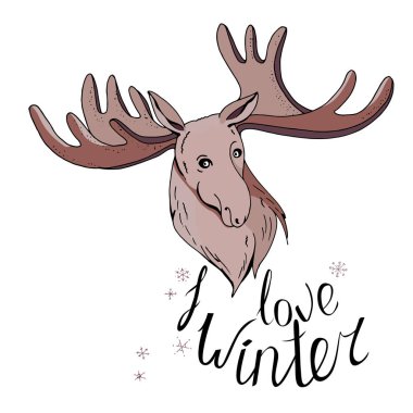 Geyik beyaz kameraya bakıyor. Kış hat ifade seviyorum.