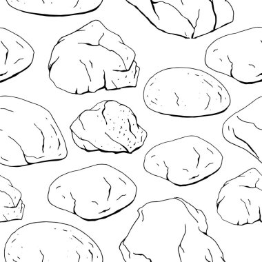 Seamless modeli farklı taşlarla. Siyah ve beyaz, kontur