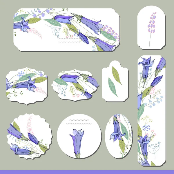Colección con diferentes etiquetas de papel floral para anuncios . — Vector de stock