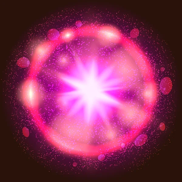 Licht platzt rosa Explosion mit Strahlen, abstrakten Elementen, Linien. Vektorillustration — Stockvektor