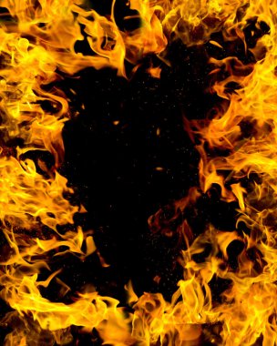 siyah arka plan üzerine ateşten çerçeve yaptı