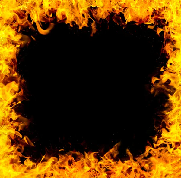 Fire frame on black background — Stock Photo, Image