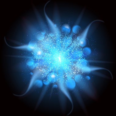 patlama ve ışınları arka plan mavi ışık patladı. vektör