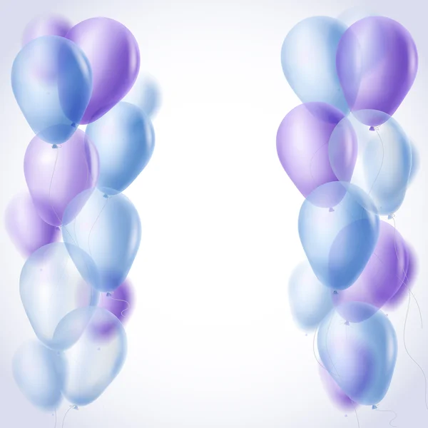 Blue and violet balloons borders background. vector illustration — Stock Vector