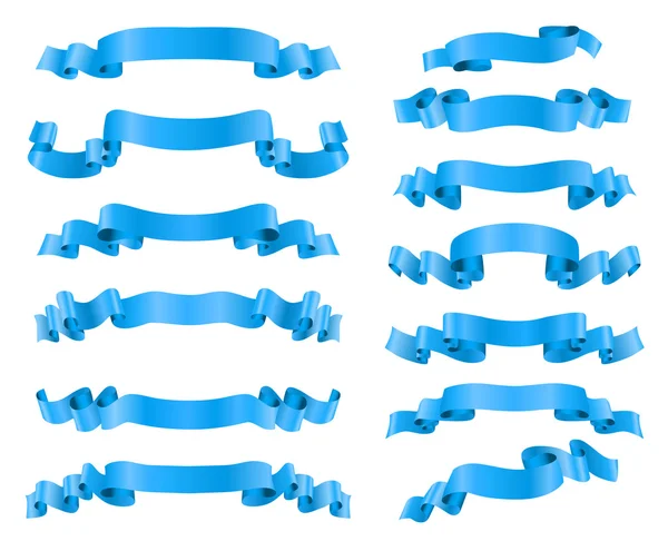 Conjunto de cintas azules en blanco. ilustración vectorial — Vector de stock