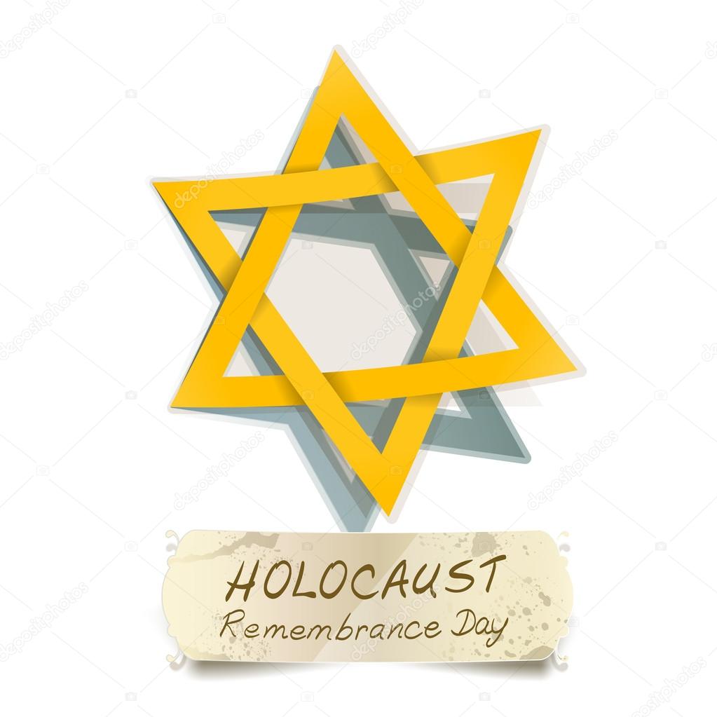 yellow Star of David and Holocaust Remembrance Day vector illust