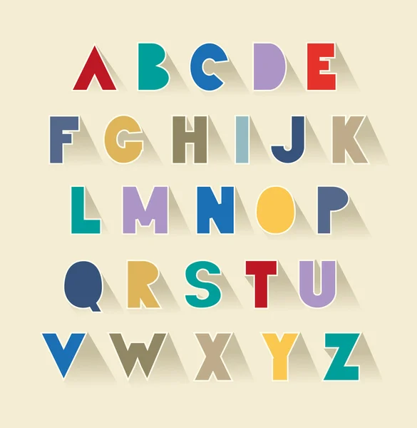 Alphabet rétro avec ombres. majuscules gras extra gras — Image vectorielle