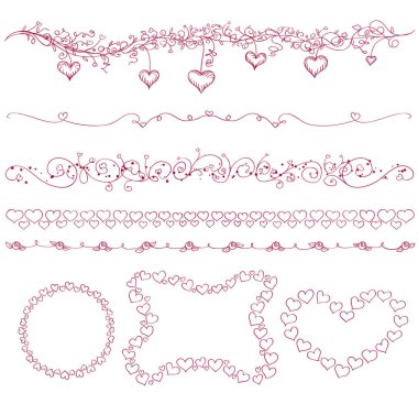 vektör dekoratif öğeler Kenarlıklar ve kalpli çerçeve 