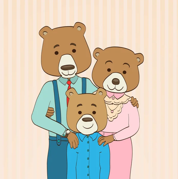 कार्टून पात्रों भालू परिवार वेक्टर चित्रण — स्टॉक वेक्टर