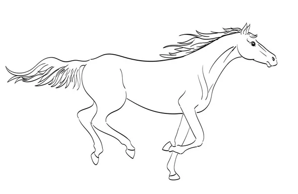 Running horse outline in line art style. vector illustration — Stock Vector