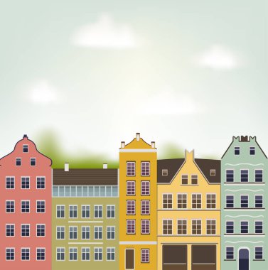 Avrupa retro cephe vektör arka plan evler