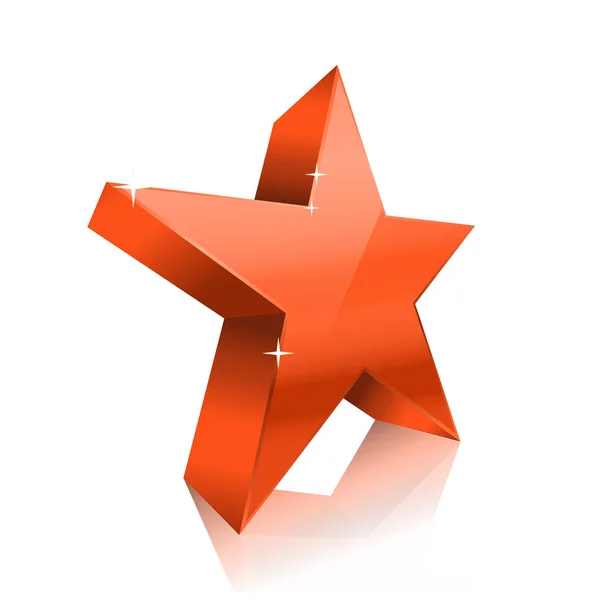 Red glossy star on white. vector illustration — Stock Vector