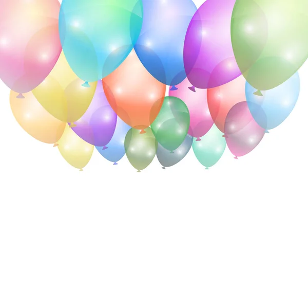 Ballons colorés sur la bordure supérieure. célébration fond vectoriel — Image vectorielle