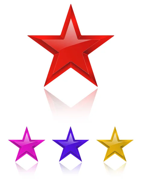 Estrella roja brillante sobre blanco con variaciones de color. vector illustrati — Vector de stock