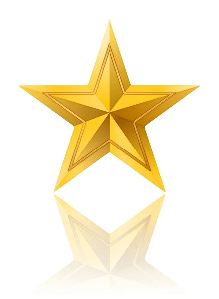 Golden star with line on white. vector illustration — Stock Vector