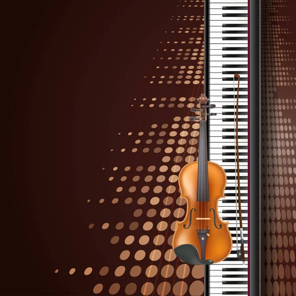 Realistic vector violin and piano keyboard, graphic equalizer br — Stock Vector