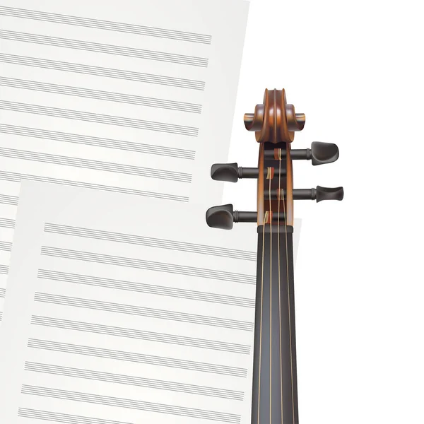 De hals van de viool met muzikale achtergrond — Stockvector