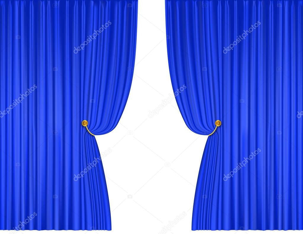  open theater blue curtains on white. vector illustration