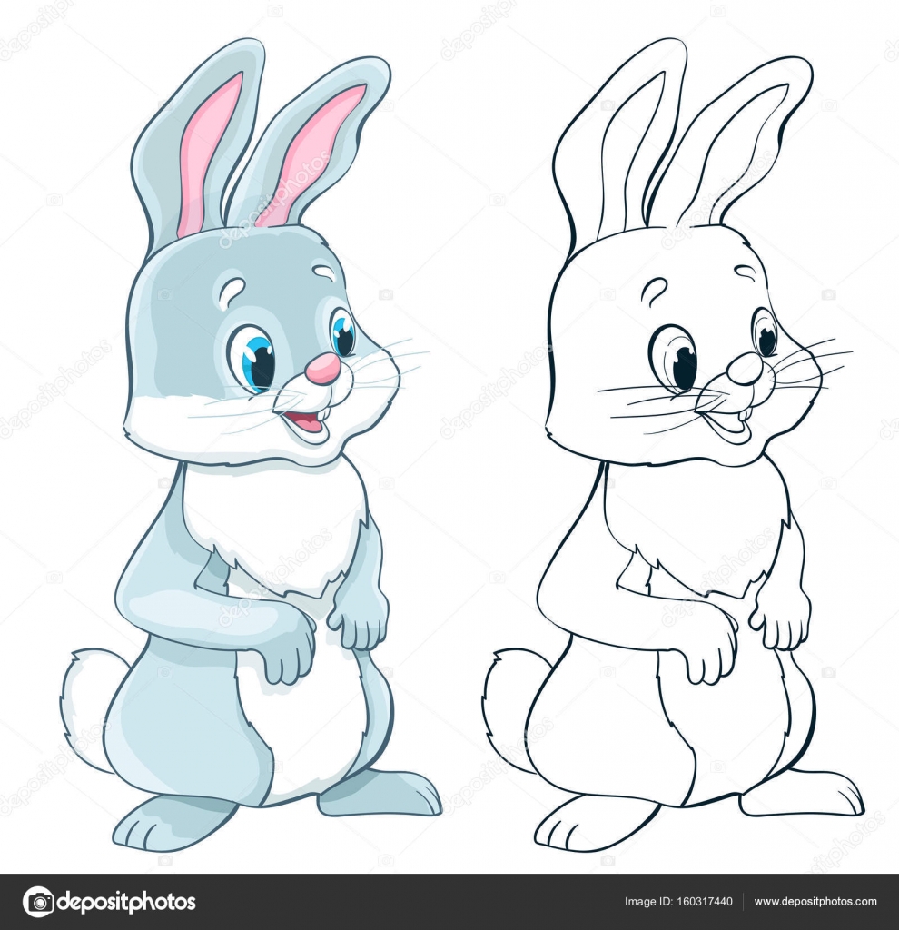 Conejos Blancos Caricaturas Caricatura Lindo Conejo Joven En