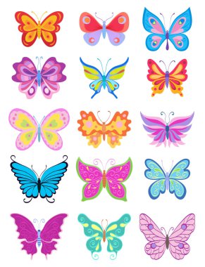 çizgi film kelebekler kümesi. vektör çizim