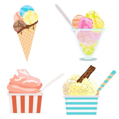 Beyazlı dondurma. vektör illüstrasyonu