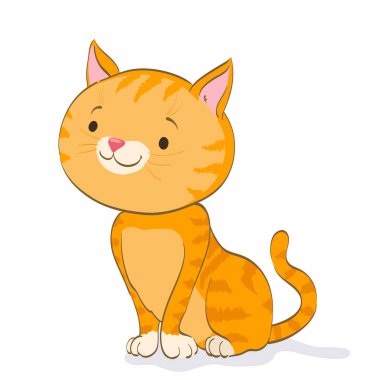 oturma ve seyir komik küçük kedi. Kırmızı tabby yavru kedi. çizgi film 