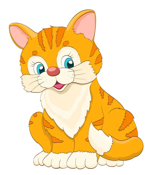 Lindo gatito de dibujos animados en blanco. naranja tabby gato vector illustrati — Vector de stock