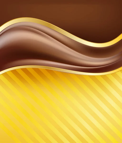 Fundo abstrato cremoso chocolate com elementos de design dourado — Vetor de Stock