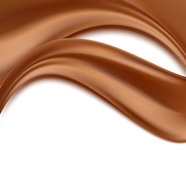 Fundo abstrato com ondas de chocolate fluindo sobre branco. vecto — Vetor de Stock