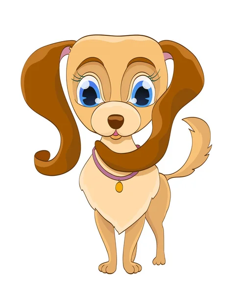 Puppy hondje op wit. Cartoon vectorillustratie — Stockvector