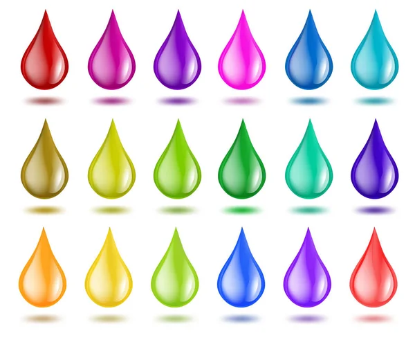 Set of color drops on white. vector illustration — Stock Vector