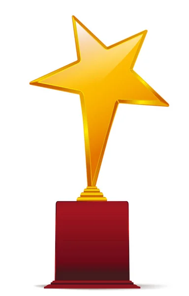 Golden yellow star award on red base. векторная иллюстрация — стоковый вектор