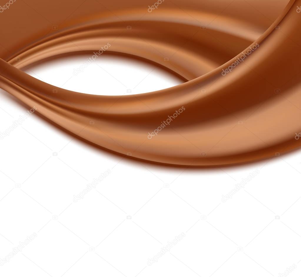 abstract chocolate creamy waves on white abstract background. ve