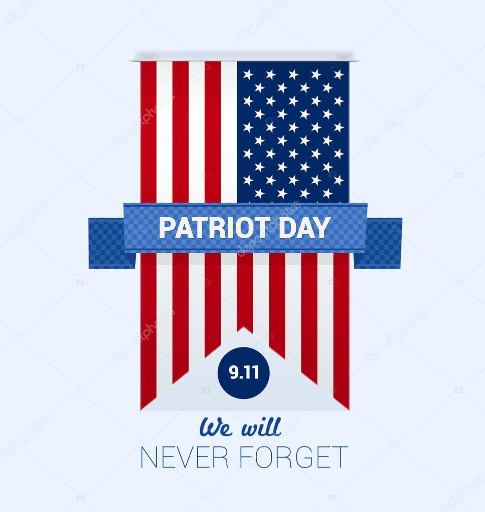 9.11 Patriot Day with USA flag design template vector