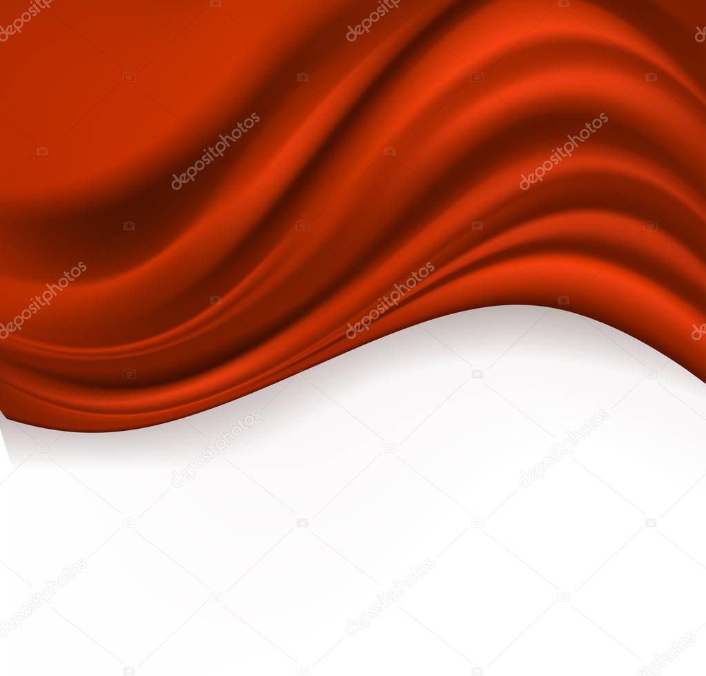 red silk abstract background on white. vector illustration