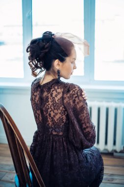 güzel bir kadın Retro portresi. Vintage tarzı. moda fotoğraf