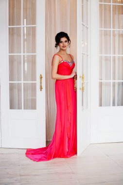 Güzel Bayan parlak Abiye Giyim moda fotoğrafı