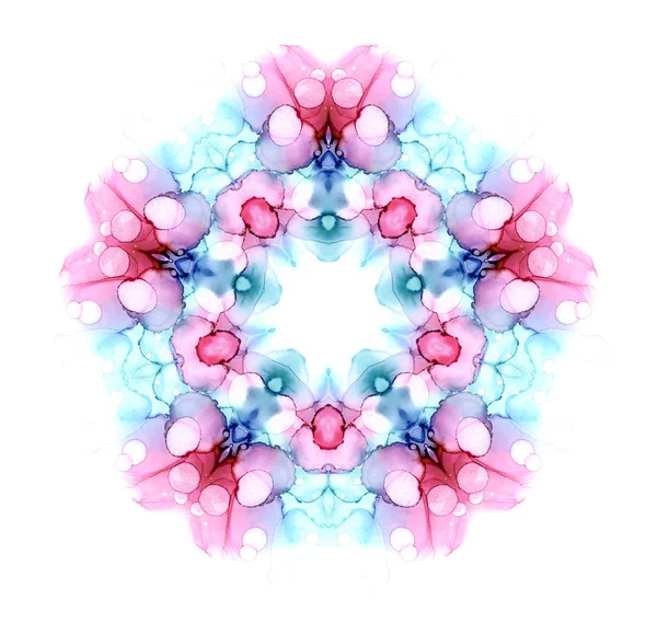 Mandala colorida flor acuarela aislada sobre fondo blanco. Efecto caleidoscopio . —  Fotos de Stock