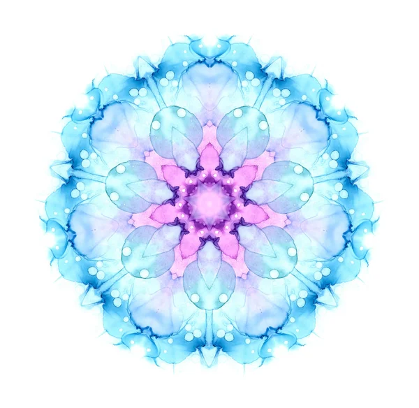 Jemné akvarel květiny mandala vzor izolovaný na bílém pozadí. Kaleidoskopický efekt. — Stock fotografie