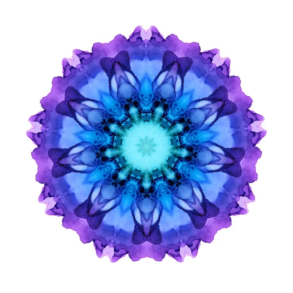 Kolorowy wzór mandali kwiat akwarela izolowane na białym tle. Efekt Kalejdoskopu. — Zdjęcie stockowe