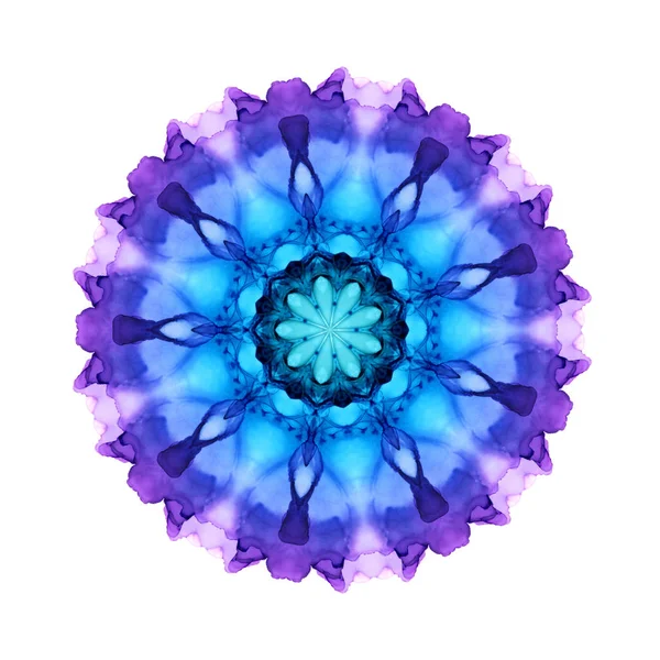 Padrão de mandala de flor aquarela colorido isolado no fundo branco. Efeito caleidoscópio . — Fotografia de Stock