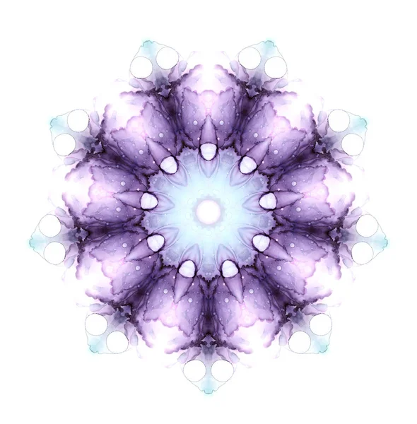 Jemné akvarel květiny mandala vzor izolovaný na bílém pozadí. Kaleidoskopický efekt. — Stock fotografie