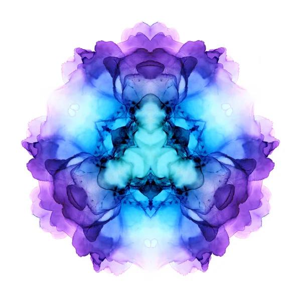 Bunte Aquarell Blumenmuster isoliert auf weißem Hintergrund. Kaleidoskopeffekt. — Stockfoto