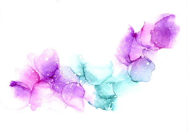 Colorful abstract hand drawn watercolor or alcohol ink background in pink, violet and turquoise tones. — Stock Photo, Image
