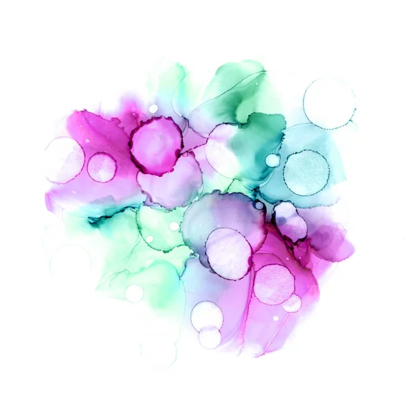 Abstraktní barevné akvarel nebo alkohol inkoust pozadí v fialové a tyrkysové barvy. — Stock fotografie